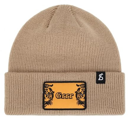 Black Sands Animal Wappen Beanie, Tiger_Gelb, S-L