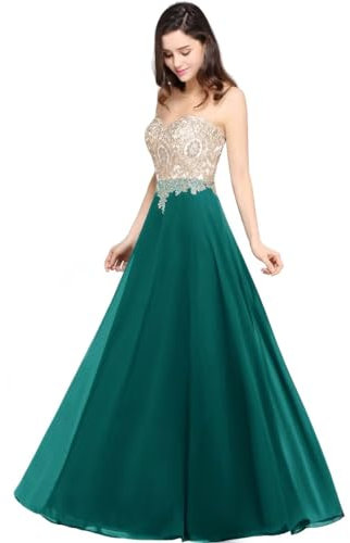 Misshow Robe de Soirée Cocktail Promo Demoiselle Honneur pour Fête Cérémonie Anniversaire Bal Mariage Vert Foncé 36