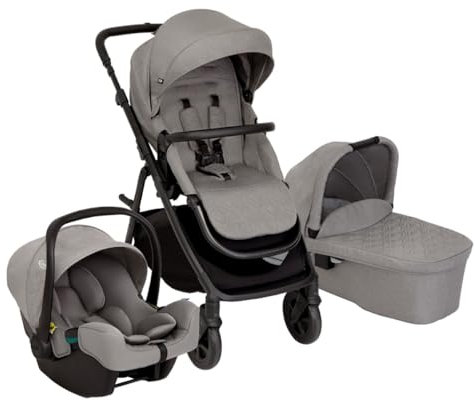 Graco Near2Me™ DLX 3in1 Kinderwagen-Set, inkl. Babywanne (0-9 kg) und Babyschale (40-75 cm), bis 22 kg, rückwärts, vorwärts, kompakt gefaltet, inkl. Adapter und Regenverdeck, grau, Ash