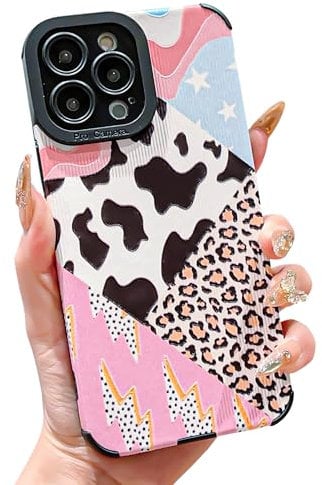 HZYKDWD Compatible with iPhone 14 Pro Case,cute splicing art pattern design full camera lens protection slim soft phone case for iPhone 14 Pro for women girl