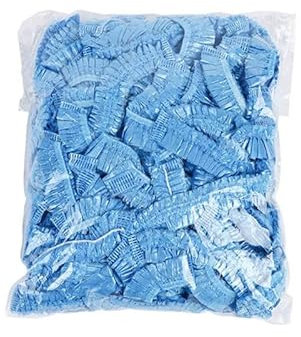 100Pcs Blue Shower Caps Disposable,Plastic Elastic Bath Cap,Waterproof Hair Caps,Laboratory Head Covers,Disposable Elastic Mob Cap for Cooking,Spa,Hotel,Home Use