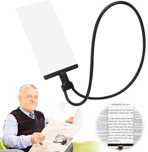 Starvortex 5X Hands Free Magnifying Glass, Full Page Magnifying Glasses for Reading, 8x5 Flexible Gooseneck Magnifying Glasses, Reading Aids & Magnifiers for Small Print, Low Vision, Crafts (Black)