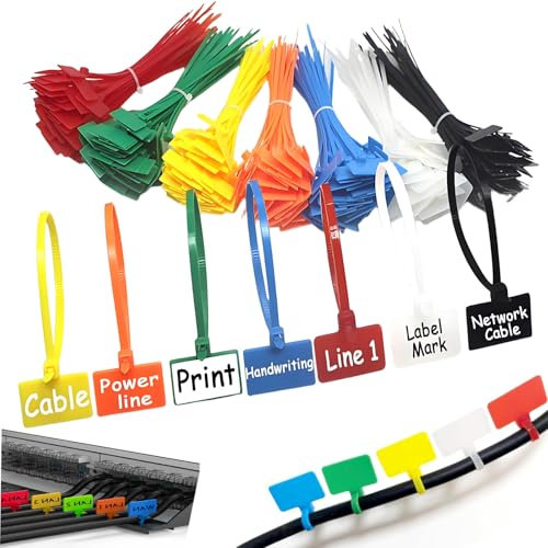 250 Pezzi Fascette Plastica Colori, Fascette Fermacavi in Nylon Autobloccanti, Etichette per Cavi Elettrici, Etichette di Fascette di Plastica, Utilizzato per Ufficio Famiglia Giardino (7 colori)
