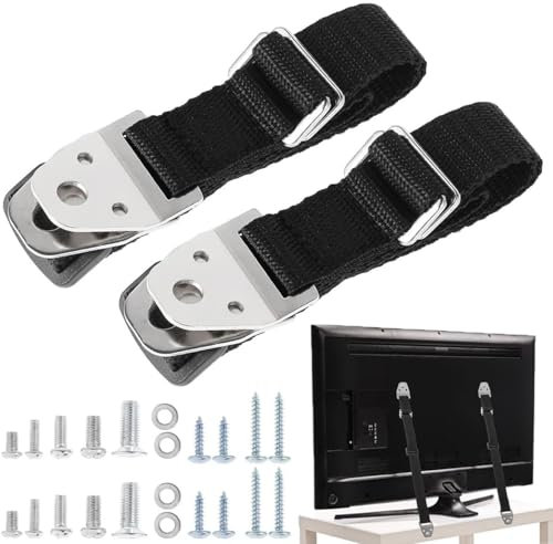 TV and Furniture Anti Tip Straps, Safety Furniture Wall Anchors for Baby Proofing Flat Screen TV, Dresser, Bookcase, Cabinets - All Metal,No Plastic Parts