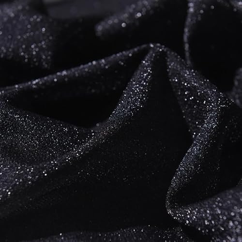 WANYI Tüllstoff Meterware 1M x 1.5M Glitzerstoff Glitzer Stoffe zum Nähen Dekostoff Hintergrund für DIY Bekleidung Fotowand Dekoration(Schwarz)