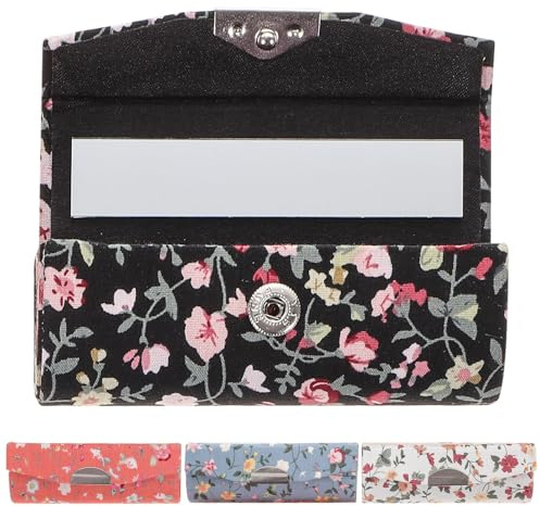 Artibetter 4 pièces Boîte Lèvres Fleurie Vintage avec Miroir Étui Compact pour Femme Rangement Pratique pour Lèvres Extérieur et Sacoche à Main