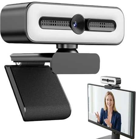 WIYETY 1080P USB Webcam: Mit Sensor und 120° Weitwinkel Webcam mit Mikrofon und Privacy-Schutz Automatischer Fokus 1080P Webcam für PC Laptop Desktop Meetings und Videochat (Schwarz)