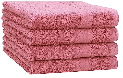 Betz Lot de 4 Serviettes de Bain draps de Bain Premium 100% Coton Taille 70 x 140 cm Color Vieux Rose
