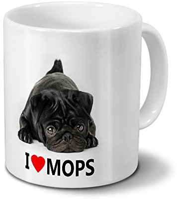 printplanet Hundetasse Mops - Tasse mit Hundebild Mops - Becher Weiß