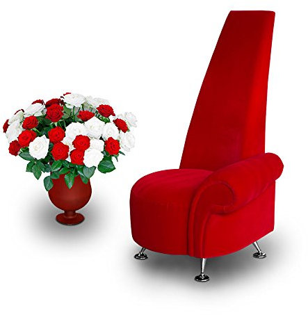 NEUERRAUM Roter asymmetrischer Highback Coctail Sessel mit nur Einer Armlehne. Höhe 121 cm, Breite 70 cm. Roter Samt Stoff