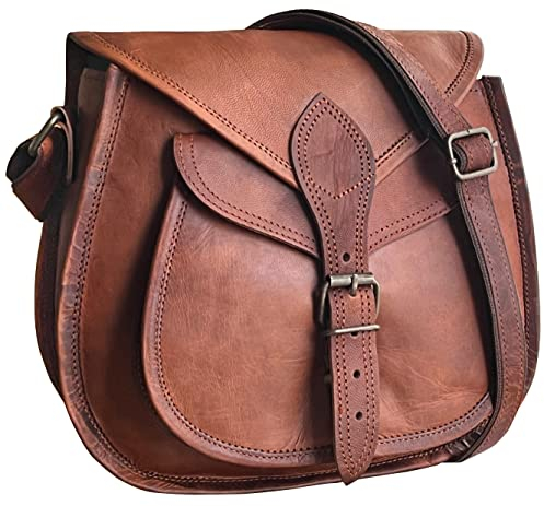 Rustic Town Women's Crossbody Bag Leather Travel Purse, Brown (11 Inch)