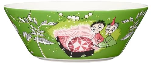 Arabia Schüssel aus Keramik gefertigt, mit Moomin Motiv Thingumy and Bob, in Grün mit einem Durchmesser von 15cm, 1025548