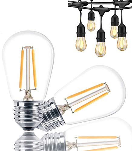 Svater 2 Pezzi S14 Lampadina Led E27 a Filamento 2W Bianco Caldo 2700K 150lm Equivalenti a 20W 360 Gradi Non Dimmable Vintage Edison Lampadine Sostitutive per Catena Luminosa Lampadina