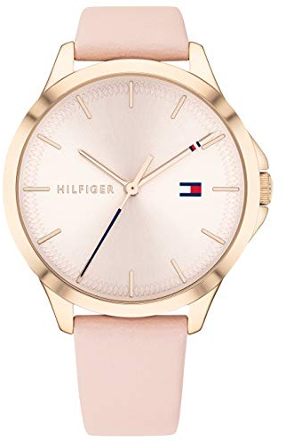 Tommy Hilfiger Analog Quarzuhr für Damen mit Rötliches Lederarmband - 1782090