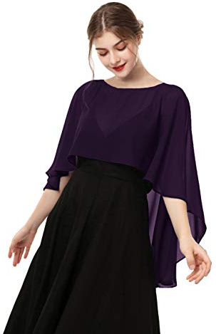 Hotshawl Chiffon Cape001 Châle pashmina Femme | Capelets légers et élégants pour femme, couverture douce pour mariage, demoiselles d'honneur, châle transparent à col formel