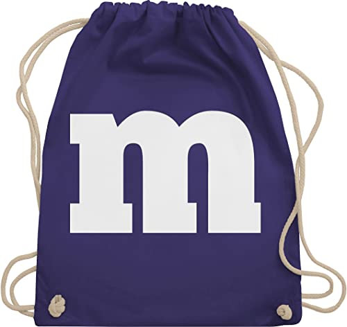 Turnbeutel Rucksack - & Fasching - Taschen - M Aufdruck Karneval I M&M Schokolinse I MM Fastnacht I Fasnacht I Fasnet - Unisize - Lila - wurftaschen karnevalsbeutel faschings m& beutel kamellebeutel