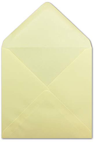 25 Quadratische Briefumschläge Hellgelb - 15,5 x 15,5 cm - 100 g/m² Nassklebung spitze Klappe - aus der Serie Colours-4-you - Glüxx-Agent