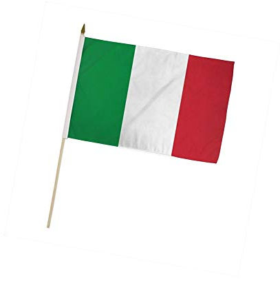 R&F srls Bandiera Italia Tricolore con Asta 30X45 CM Italiana Nazionale bandierina manifestazioni