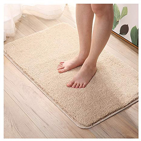 HONGBI Badematte Hochflor Weicher, Flauschiger Badezimmerteppich Badvorleger rutschfest Waschbar Schadstoffgeprüft Gelb 50x80cm