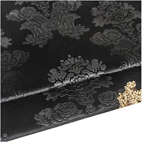 NAKAN Geprägter Samtstoff Möbelstoff Meterware 140cm Breit Im Vintage-Stil für Polster, Heimdekoration, Näharbeiten, Sofa-Stuhlbezug, Vorhang(Color:SCHWARZ)…