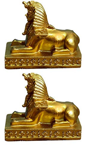 TOYANDONA 2 goldene Sphinx-Figuren, antike, ägyptische Gottesstatue, Pharao-Skulptur, Schreibtisch-Ornament, Kunstharz, Artefakt, Sammlerstück für Zuhause, Büro, Dekoration