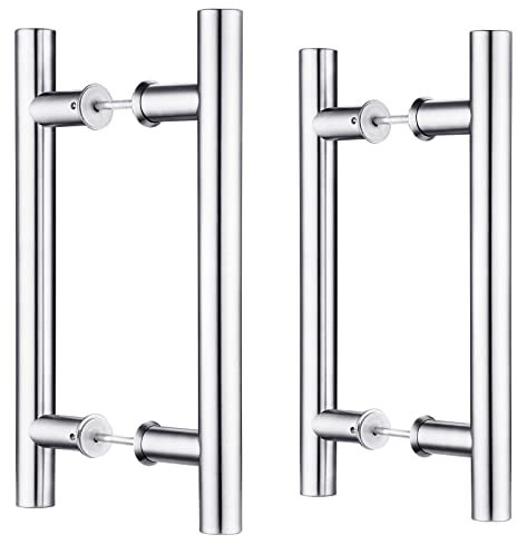 EaseLife Doppelseitiger Türgriff aus Edelstahl, 30,5 cm, H-Form, gebürstet, passend für Glastüren, Holztüren, 2 Stück