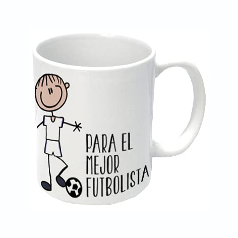 LINFORMAL tazas originales para regalar deportes | taza futbol | taza de cerámica de 350ml de capacil pasión futbolera (FUTBOLISTA BLANCO)