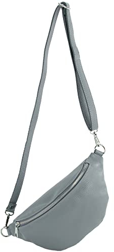 modamoda de T211 Damen Leder Bauchtasche Brusttasche Hüfttasche handmade in Italy, Farbe:Taubenblau