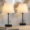 YBING Schlafzimmer Tischlampen, Kleine Nachttischlampen Set von 2, Schwarze Metall Nachttischlampen mit Leinenschatten für Schminktisch Wohnzimmer