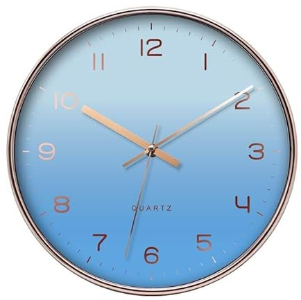LW Collection Wanduhr Emma Blau 30cm - kleine Uhr - Leise Wanduhr - Küchenuhr leises Uhrwerk
