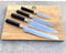 Ensemble de couteaux ultra-tranchants Kai Wasabi Black | Couteau de chef 20 cm | couteau d'office 10 cm | Couteau universel 15 cm | Couteau à pain 23 cm + planche de chêne 40x25 cm, fait main