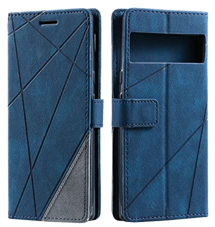 SONWO Coque pour Google Pixel 6 Pro, Etui en Cuir PU Portefeuille Housse Fermeture Magnétique und Flip pour Google Pixel 6 Pro, avec Fermeture Magnétique, Bleu