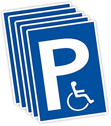 5 Stück XXL Behindertenparkplatz Schild 30 x 40 cm aus stabiler PVC Hartschaumplatte 5mm Parkplatz für Rollstuhlfahrer parken nur mit Ausweis mit UV-Schutz von STROBO