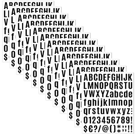 972 Pieces 12 Sheets Vinyl Letter Stickers, BetterJonny Black Self-Adhesive Letters Numbers Stickers Kit for Mailbox, Signs, Window, Door, Cars, Home, Business, Address Number(Size 1 Inch)