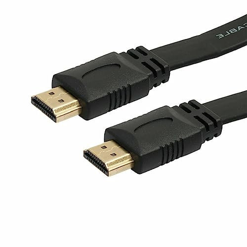 25cm HDMI Cable v2.0 Flat Gold Plated High Speed 3D 4K UHD 2160p HDTV Lead Black