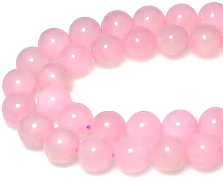 MJDCB Natural Round Stone Beads 6mm Rose Quartz Loose Gemstone Beads for Jewelry Making Bracelet Necklace 60pcs