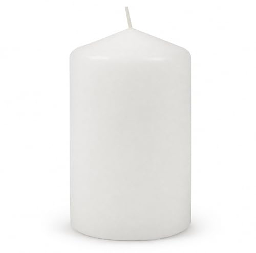 HS Candle Stumpenkerze Weiß, Ø6x10cm, ca. 25h Brenndauer | Kerze aus Wachs, matt-glattes Finish, Baumwolldocht, Herstellung in der EU, für Tischdeko und Adventskranz