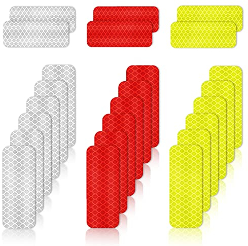 Aphrordity 24 Stück Reflektorband Selbstklebend Sicherheitswarnung Reflektoren für Kleidung Rucksäcke, Motorräder , Fahrrad Reflektoren Aufkleber 3*8cm/1.18*3.15Inch
