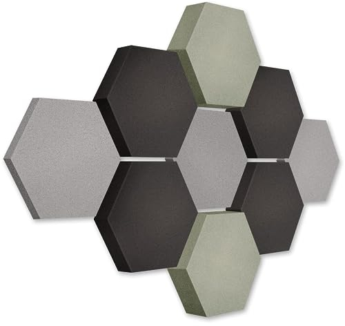 platino24 Akustikpaneele 9 Elemente Edition LOFT 3D I Ø 300mm Akustikplatten Schalldämmung Wand & Decke I Akustikschaum Schall-Absorber aus Basotect 30-70mm mit farbiger Akustikbeschichtung