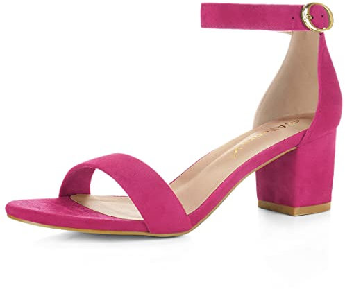 Allegra K Sandales à Bout Ouvert et Talons carrés à Bride Cheville pour Femmes Rose Vif 38