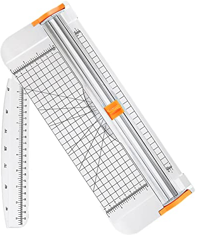 Flintronic Papierschneider A4 Papierschneidegerät Tragbare Papierschneidemaschine mit Schnittlinienführung und Seitenlineal, Schneidemaschine Papier Cutter für Hause und Büro(Weiß, 38cm)