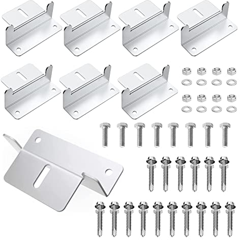 Soporte Placa Solar, Soportes Z de Placas Solares 8 Piezas, Montaje de Panel Solar en Tejado, con Tuercas y Tornillos, Para Caravanas, Paredes, Barcos, Tejados
