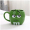 BoNene Kaffeetasse 600ml M & M Bohne Nette Keramik Kaffeetasse Kawaii Frühstück Tee Milch Tassen und Becher mit Löffel Größe: Green
