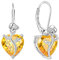 FJ Herz Ohrringe Damen Citrin November Geburtsstein Ohrringe 925 Sterling Silber Hängend Ohrringe Rose Blume Schmuck Geschenke für Damen Frauen Mutter Freundin Mama