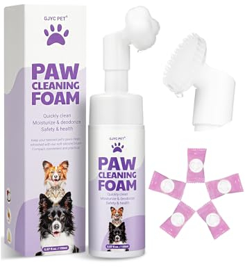 Espuma Limpiadora Sin Enjuague para Patas - Limpiador Sin Agua con Cepillo de Silicona Mejorado para Perros y Gatos