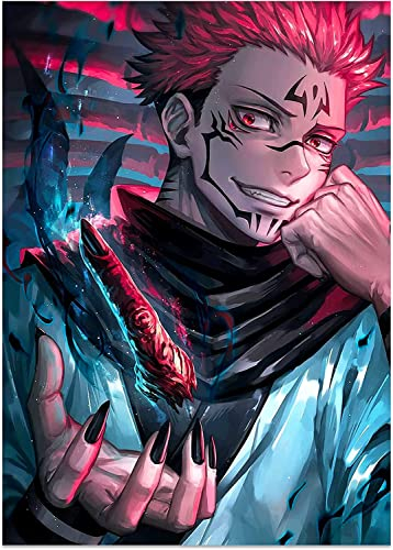 DVBQQWE 5D-Diamant-Kunst-Sets für Erwachsene, Jujutsu Kaisen Diamantmalerei für Kinder, Vollbohr-Kreuzstich-Set für Anfänger, Wandkunst, 30,5 x 40,6 cm