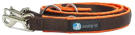 anny-x teilgepolsterte Führleine Classic Bolt Protect leuchtorgange braun 3m