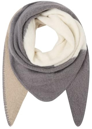 FASHION YOU WANT XXL Schal flauschig schal-tuch damen dicker dreieckstuch groß Wolle 3 FARBIG Farben kuschelig (weiß/grau)
