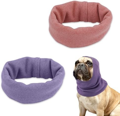 XIHIRCD 2pcs Dog Ear Muffs,Ear Wraps for Dog Soft Pet Ear Cover Protectors Dog Snoods Quiet Ears for Dog Neck and Ear Warmer Headwear Dog Ear Protection from Noise (Purple & Pink, M)