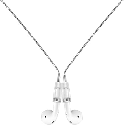 Lawonda Halteband Kompatibel mit AirPods 1/2/ 3, AirPods Pro, AirPods Pro 2, für AirPods Anti-Verlust-Gurten Strap Halter Band AirPods Halterung Magnetisch Sport-Saiten-Umhängeband Silber O